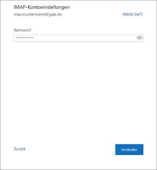 Outlook IMAP Eingabe Passwort