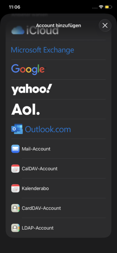 IOS Mail Account hinzufügen ios mail3